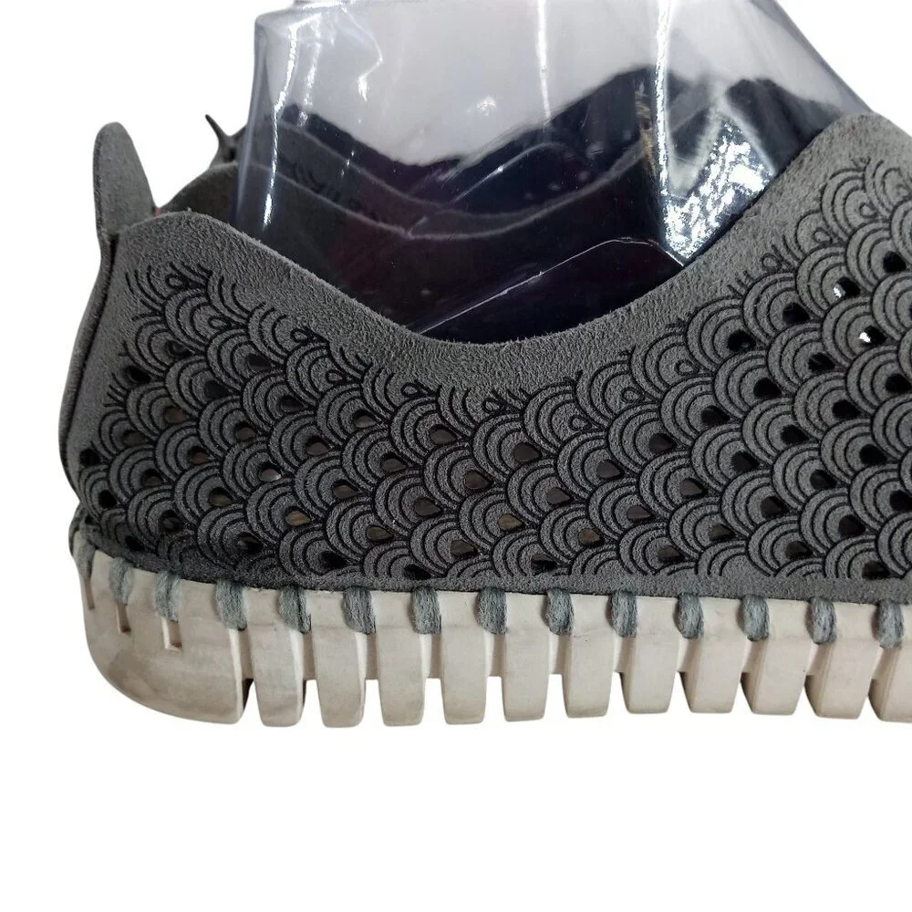 Ilse Jacobsen Tulip Slip On Gray Perforated Comfort Shoes Size 40 US 9.5-10